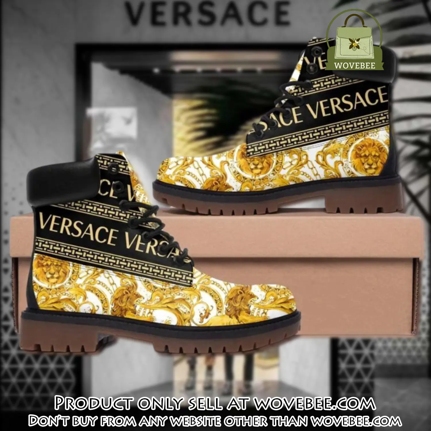 Gianni versace lion gold pattern luxury brand boots premium gifts for men women wvb5000822